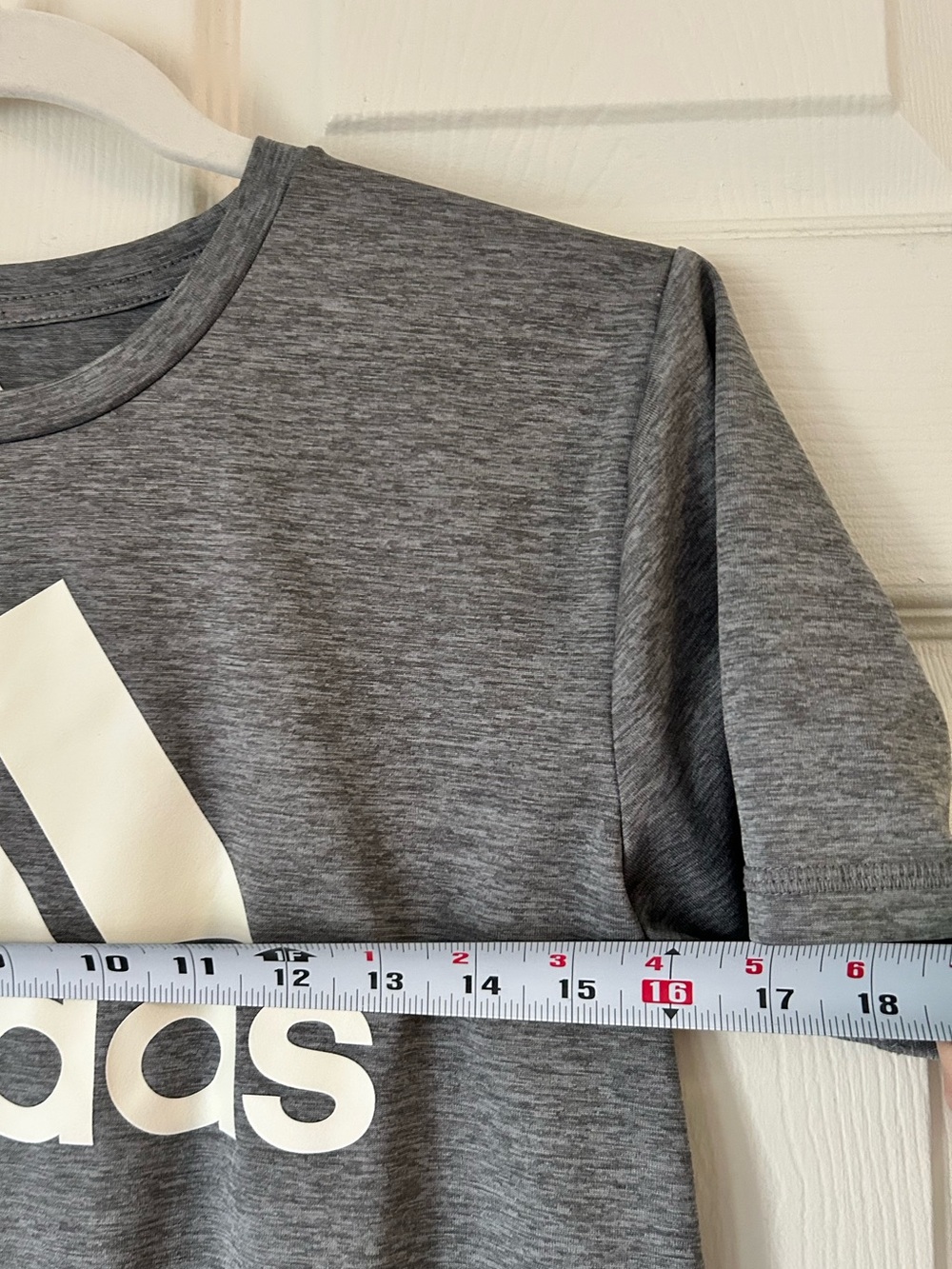 adidas Dark Gray Logo T-Shirt White Graphic Tee - Women's Size Medium - Picture 6 of 8